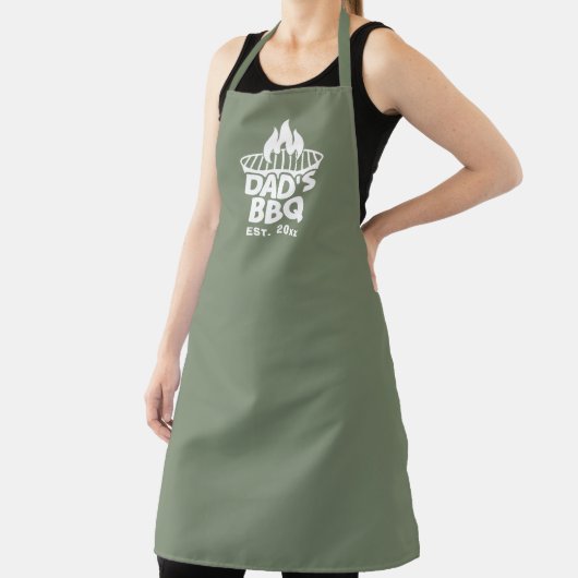 Papa's BBQ Grill Logo Camo Groen Schort (Insitu)