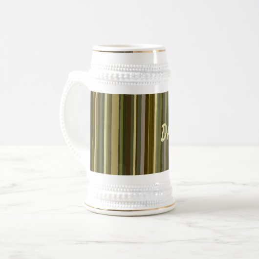 Papa's Bier Brown Striped Stein Mok (Voorkant links)