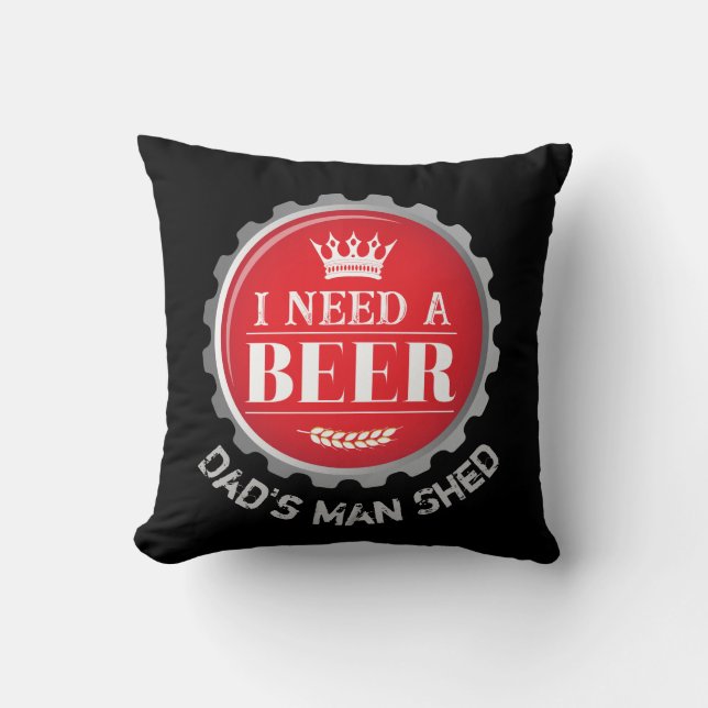 Papa's bier met Man Pet met flesfles Kussen (Voorkant)