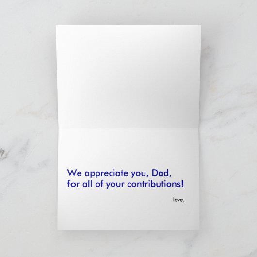 Papa's bijdrage Vaderdag Kaart (Binnen)