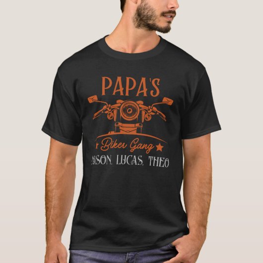 Papa's Biker Gang Persoonlijke grootkindnamen T-shirt (Voorkant)