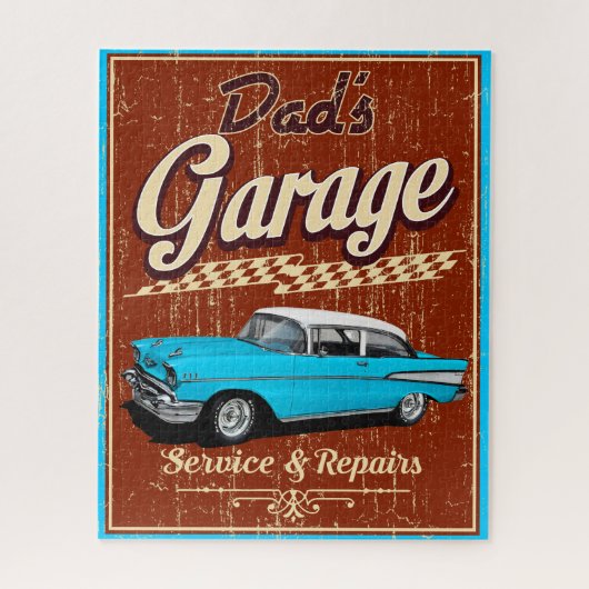 Papa's blauwe Chevy Garage Legpuzzel (Verticaal)