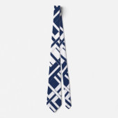Papa's blauwe en witte kruisraster halsdoek stropdas (Voorkant)