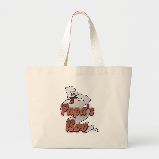 Papa's Boo Halloween Ghost Grote Tote Bag (Voorkant)
