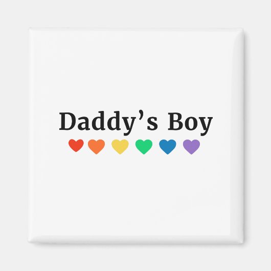 Papa's Boy, Pride Rainbow Hearts, grappige Cool LG Magneet (Voorkant)