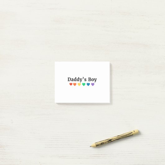 Papa's Boy, Pride Rainbow Hearts, grappige Cool LG Post-it® Notes (Op bureau)