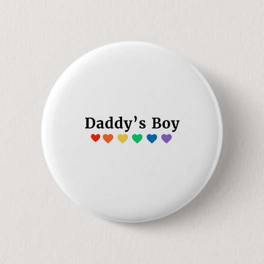 Papa's Boy, Pride Rainbow Hearts, grappige Cool LG Ronde Button 5,7 Cm (Voorkant)