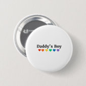 Papa's Boy, Pride Rainbow Hearts, grappige Cool LG Ronde Button 5,7 Cm (Voorkant /achterkant)