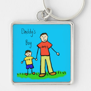 Papa's Boy Vader and Son Family Drawing Sleutelhan Sleutelhanger