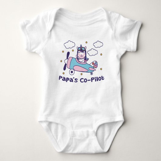 Papa's Co-Pilot - Eenhoorn Vliegtuig Romper (Voorkant)