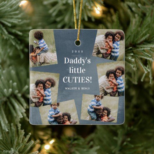 Papa's Cuties Fotocollage Kerstvakantie Keramisch Ornament (Boom)