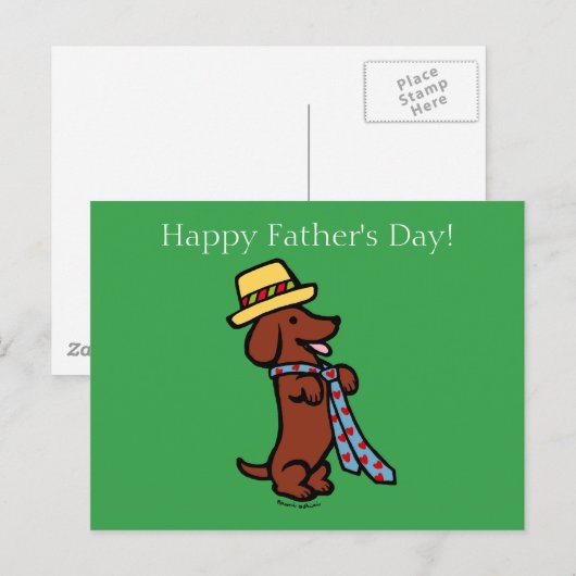 Papa's Dachshund Cartoon Briefkaart (Voorkant / Achterkant)