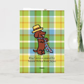 Papa's Dachshund Cartoon Plaid Kaart (Achterkant)