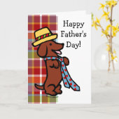 Papa's Dachshund Cartoon Plaid Kaart (Gele Bloem)