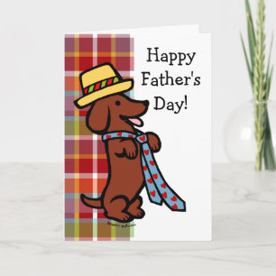 Papa's Dachshund Cartoon Plaid Kaart