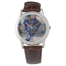 Papa's De Beste Hockey Bruine Lederen E-Watch Horloge