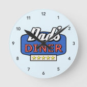 Papa's Diner Logo - een cadeau voor papa Ronde Klok (Voorkant)