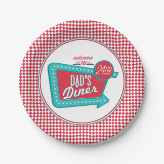 Papa's Diner Paper Borden - Retro Vaderdag Papieren Bordje