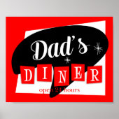 Papa's Diner Red Black Retro Kitchen Print (Voorkant)