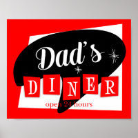 Papa's Diner Red Black Retro Kitchen Print