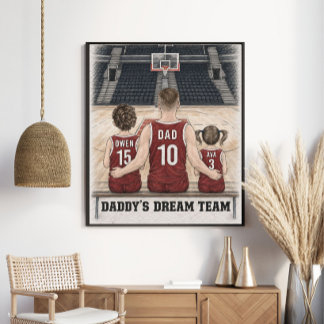 Papa's Droomteam Basketbal Familieportret Poster