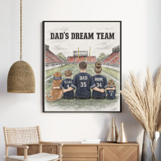 Papa's Droomteam Voetbal Familie Portret Poster
