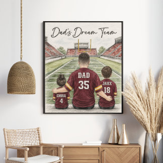 Papa's droomteam voetbal familieportret poster