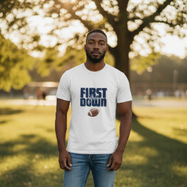 Papa's Eerste Jaar First Down Voetbal Navy Blauwe T-shirt