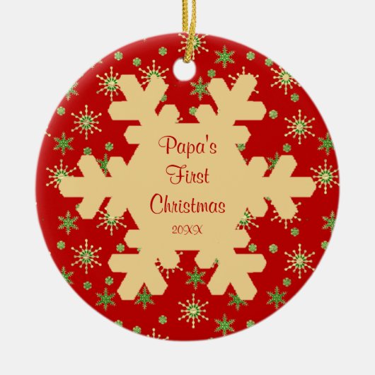 Papa's eerste kerst Rode Sneeuwvlok Ornament (Voorkant)