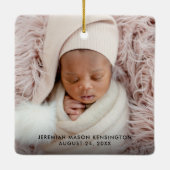 Papa's eerste kerstfeest Rustic Trees 2 Foto's Keramisch Ornament (Achterkant)