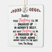 Papa's eerste kerstfeest van de bult, pa om te wor keramisch ornament (Links)