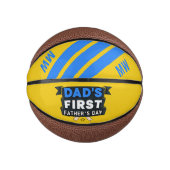 Papa's eerste Vaderdag geel blauw Basketbal (Voorkant)