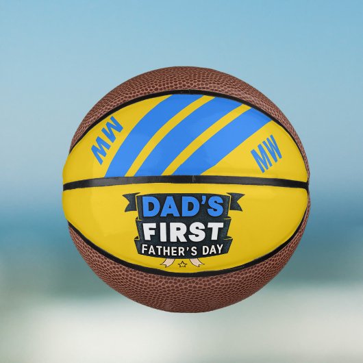 Papa's eerste Vaderdag geel blauw Basketbal