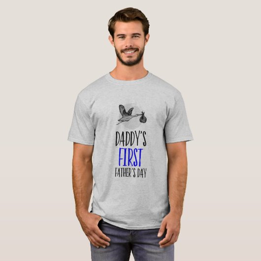 Papa's eerste Vaderdag T-Shirt Gift Idea Dads (Voorkant volledig)