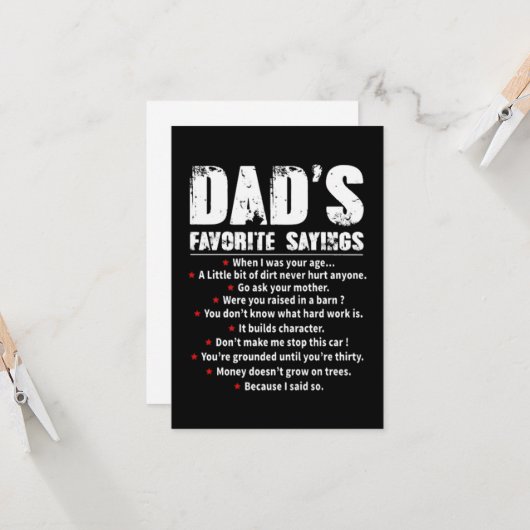 Papa's favoriete gezegden kaart (Voorkant / Achterkant in situ)