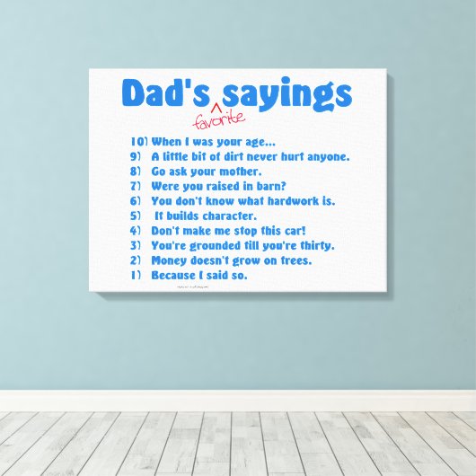 Papa's favoriete gezegden verpakt canvas cadeau. (Insitu (Houten vloer))