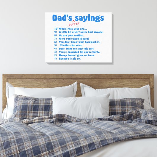 Papa's favoriete gezegden verpakt canvas cadeau. (Insitu (Slaapkamer))