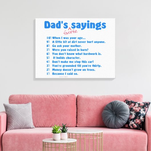 Papa's favoriete gezegden verpakt canvas cadeau. (Insitu (Woonkamer))