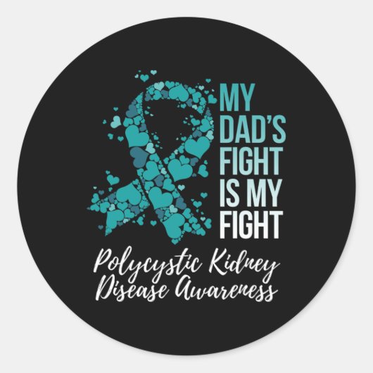 Papa's Fight Polycystic Kidney Disease PKD Awarene Ronde Sticker (Voorkant)