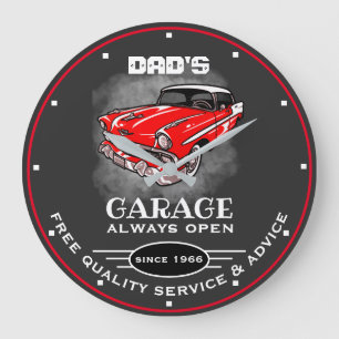 Papa's garage elke naam altijd open rode auto grij grote klok