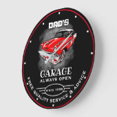 Papa's Garage Elke naam altijd openen Slogan Red C Grote Klok (Hoek)