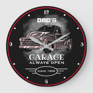 Papa's Garage Elke naam altijd Slogan Black openen Grote Klok
