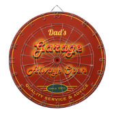 Papa's Garage Faux Neon Kijk donkerrood Oranje Dartbord (Voorkant)