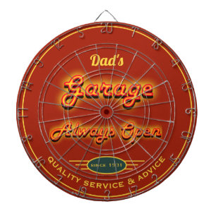 Papa's Garage Faux Neon Kijk donkerrood Oranje Dartbord