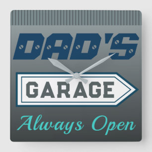 Papa's Garage teken cadeau Vierkante Klok