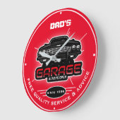 Papa's Garage voor elke naam Red Black White Grote Klok (Hoek)