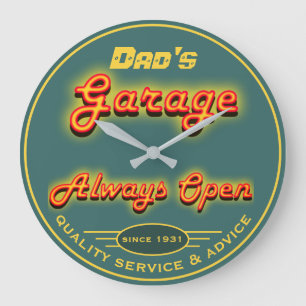 Papa's Garage Yellow & Blauwgroen Neon Let op elke Grote Klok