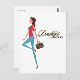 Papa's geld, Schattige en brutaal tienermeisje, gr Briefkaart