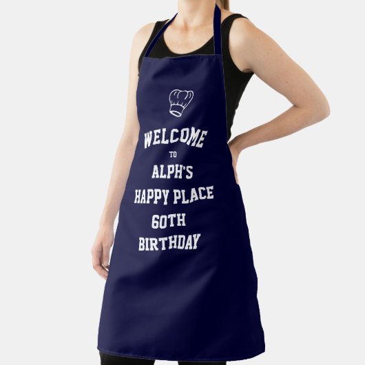 PAPA'S GELUKKIGE PLEK | Chef Hat | Aangepast BLAUW Schort (Insitu)