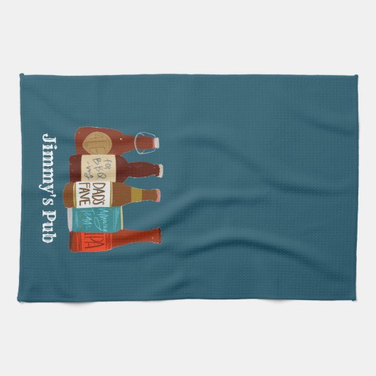 Papa's gepersonaliseerde keukenhanddoek (Horizontaal)